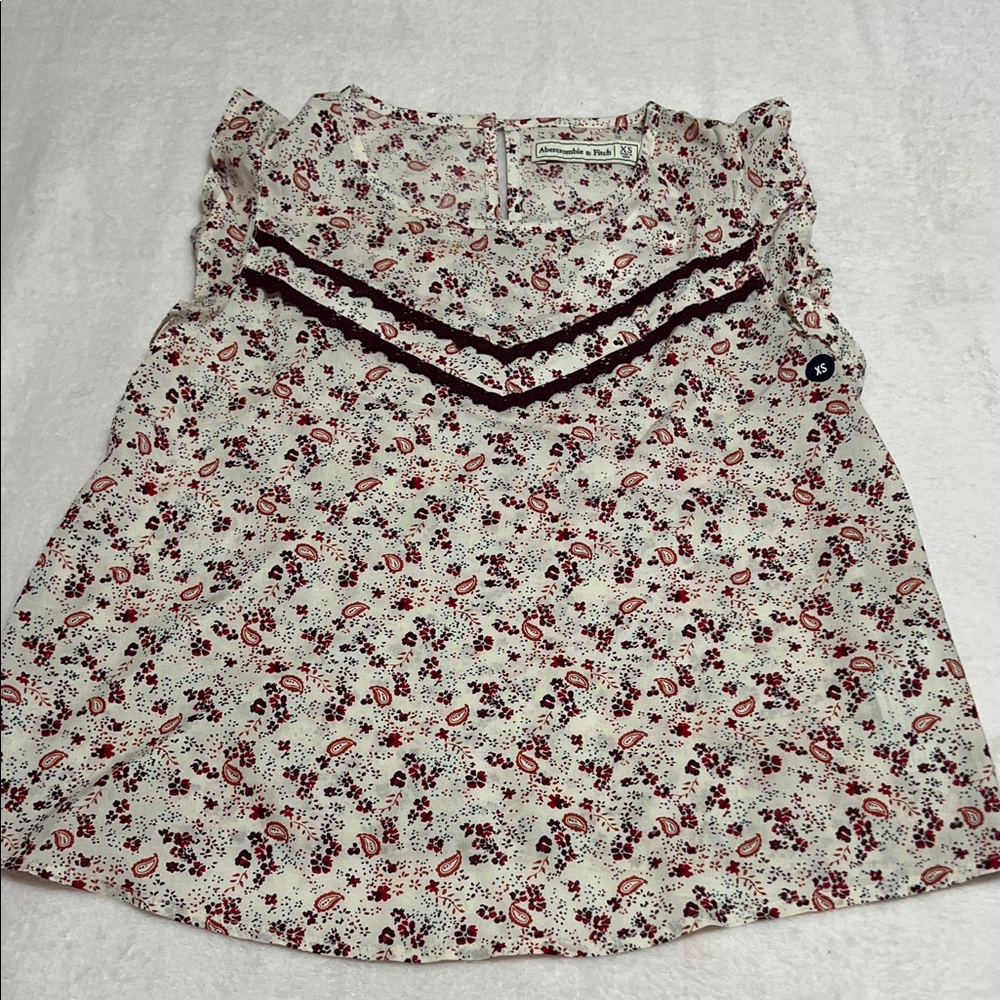 Abercrombie & Fitch Cream Floral Paisley Print Blouse